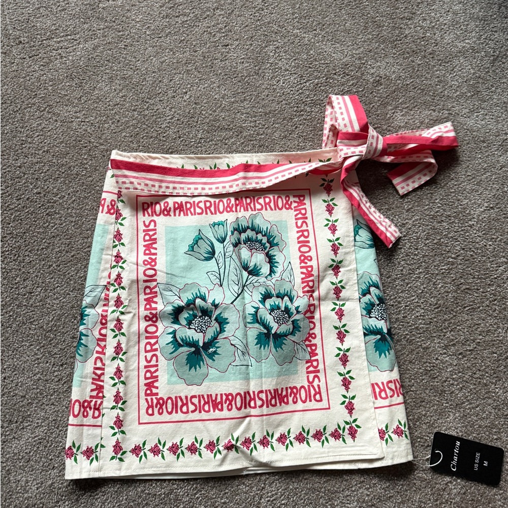 Chateau Floral Bandana Mini Skirt in Mint, Teal & Pink